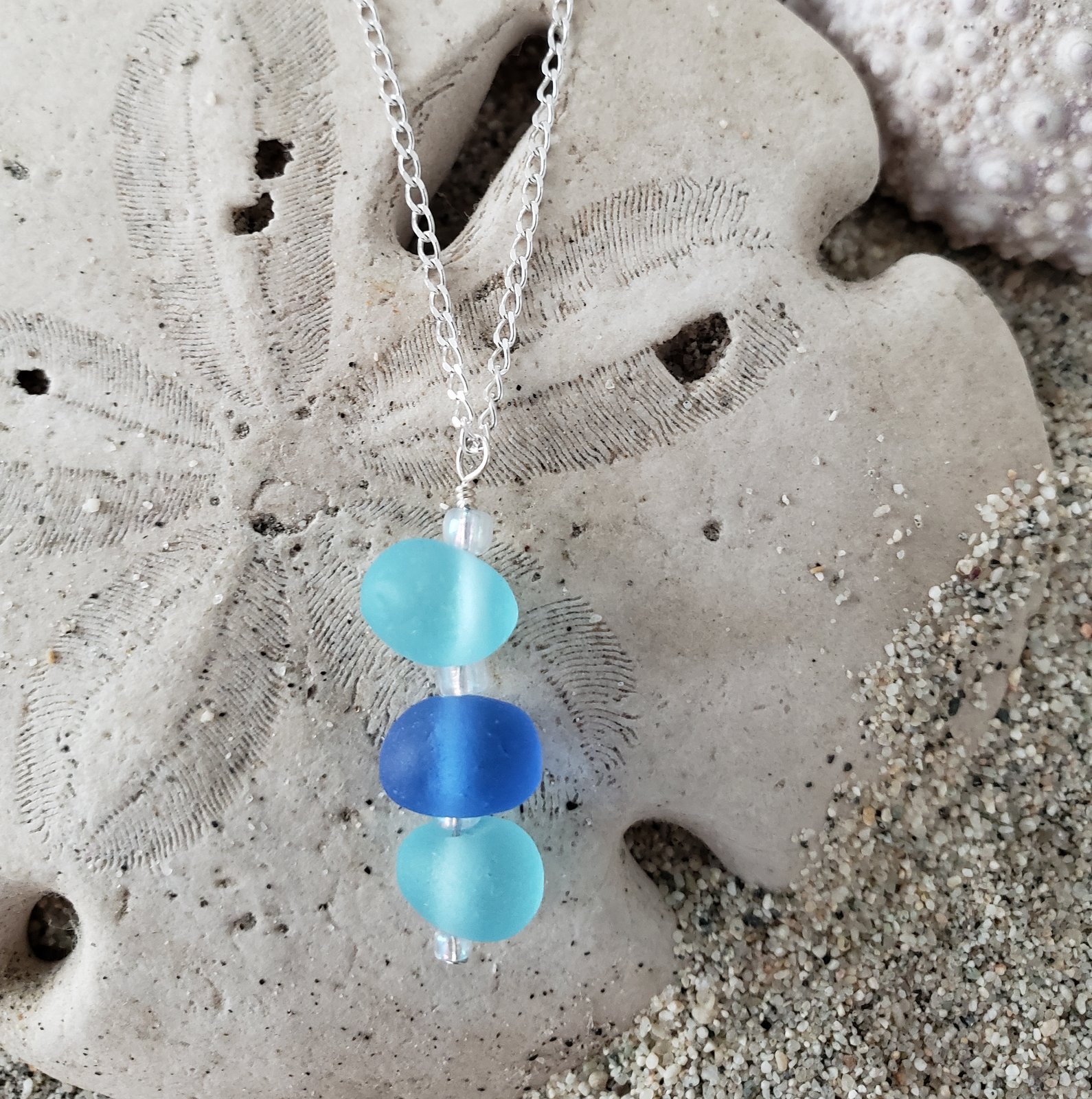 Delicate Teal Seaglass Necklace